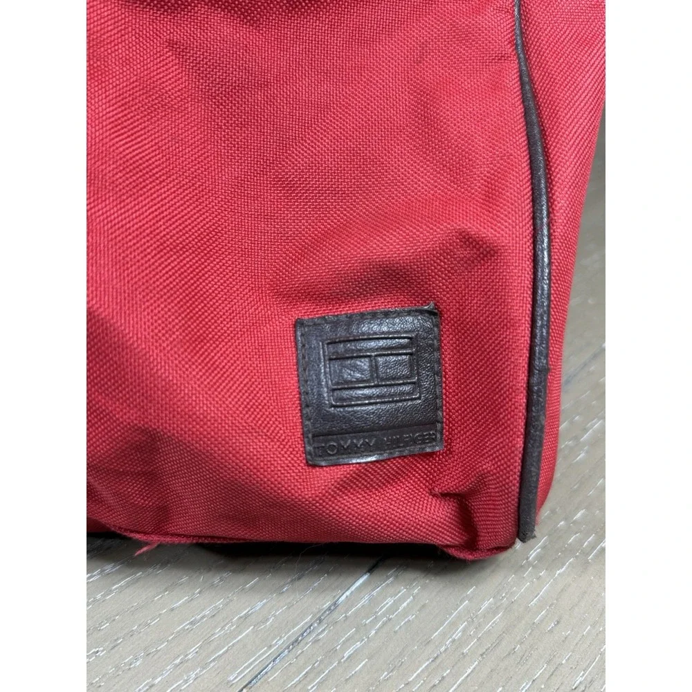 Vintage Tommy Hilfiger Red Tote‎ Duffle Bag houndstooth Straps 90s Fashion